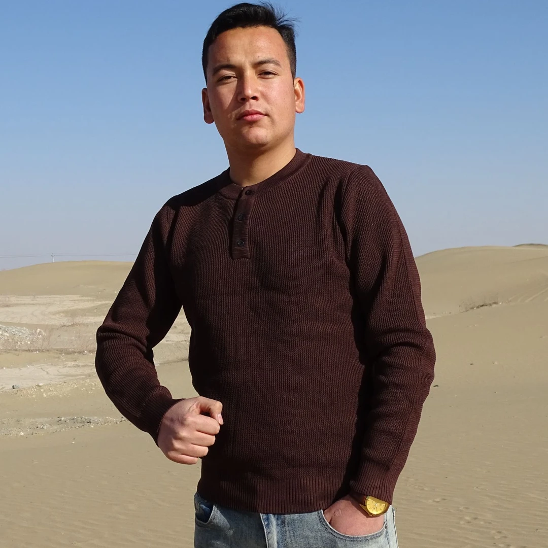 男装男士长袖户外休闲纯色男式保暖圆领秋冬