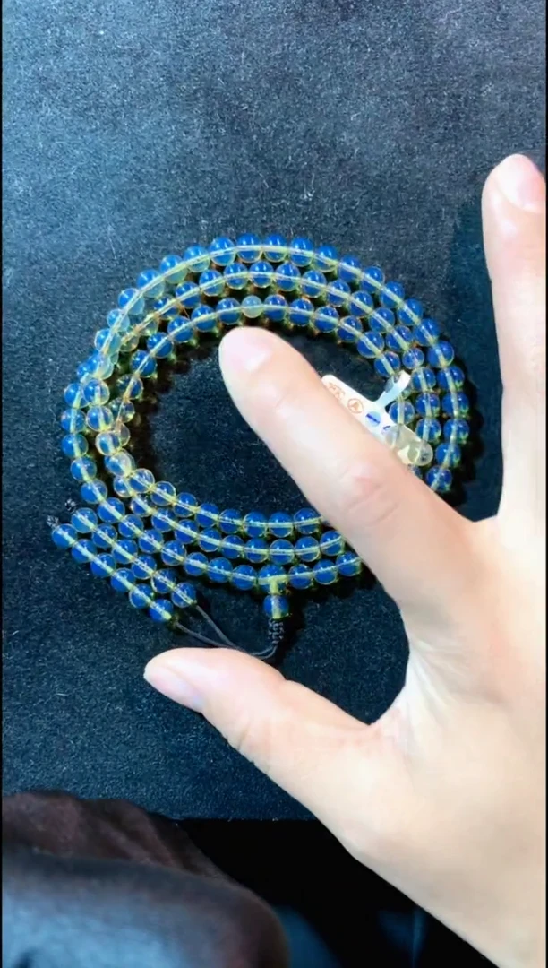 【闪购商品】琥珀手链未镶嵌5MM皇家天青108