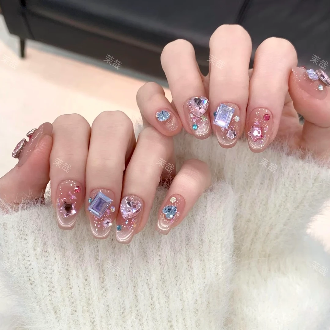 茉哉现货【可露丽】孤纯手工定制美甲拆卸穿戴甲A3718