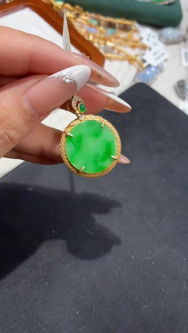 吊坠(不含链)银S925镶嵌翡翠吊坠