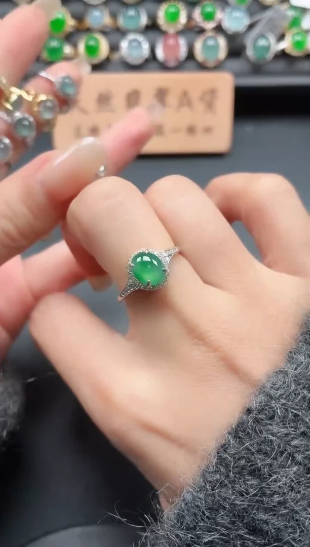 银S925镶嵌戒指翡翠111