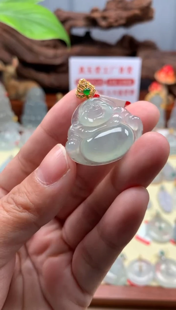 【闪购商品】翡翠颈饰18K金镶嵌佛公