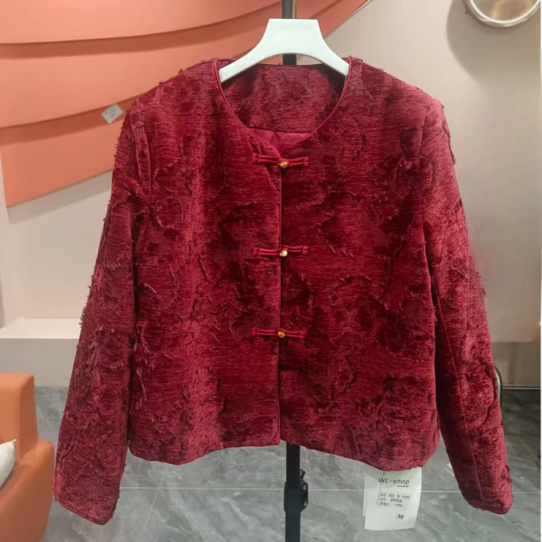 秋冬新款洋气新中式国风短外套时尚盘扣气质女士上衣3956长53