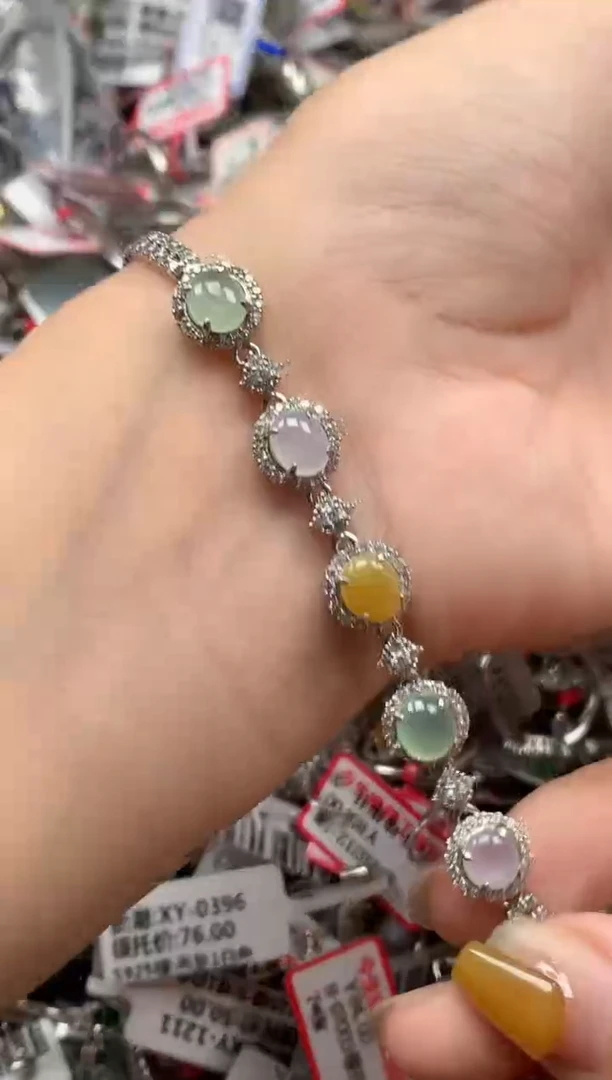 银S925镶嵌戒指翡翠天然A货缅甸翡翠