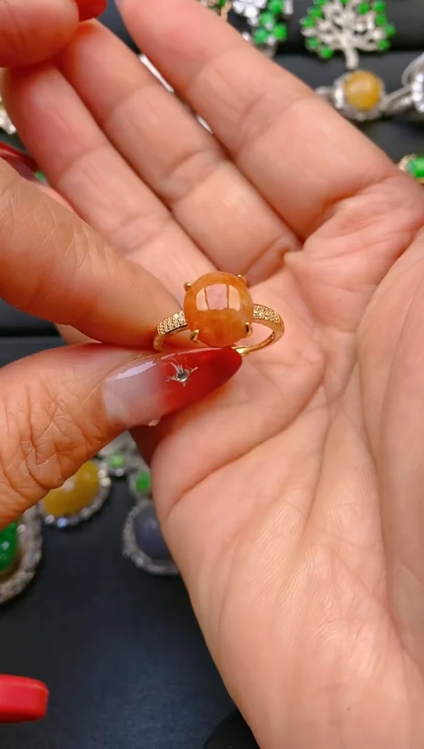 【闪购商品】翡翠戒指银S925镶嵌天然A货翡翠1