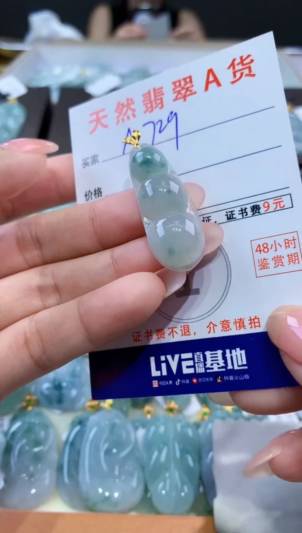 颈饰18K金镶嵌翡翠天然翡翠A货挂件