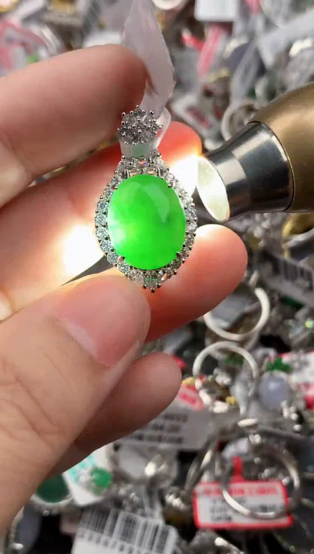 银S925镶嵌戒指翡翠222    3