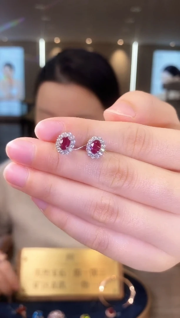 【闪购商品】红宝石耳饰银S925镶嵌09