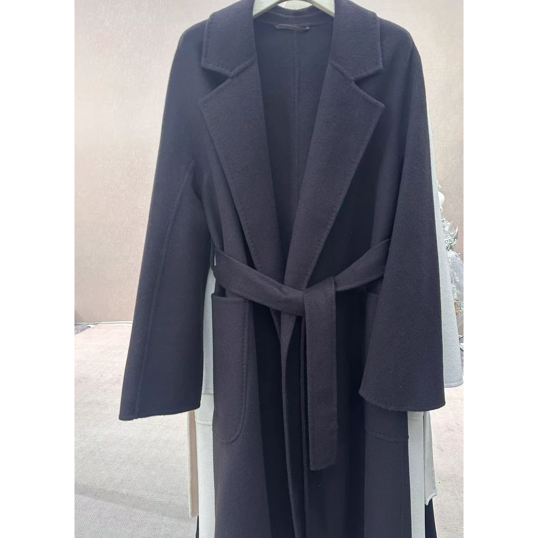 秋冬女毛呢双面羊毛大衣气质经典女士浴袍