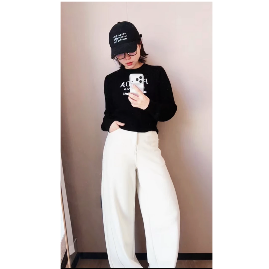 【MIXCITY亚楠家】面条牛仔裤◆日本面料加厚加绒高腰阔腿牛仔裤9206