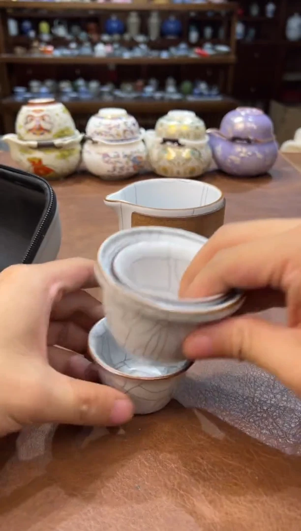 真的很便宜超好看会开片的旅行茶具