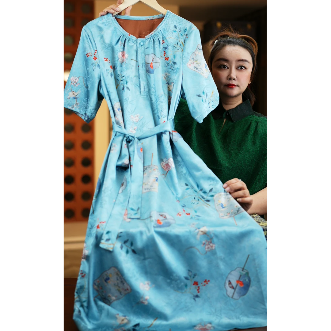 《达人专属》T1462新中式国风气质提花花萝香云老料连衣裙