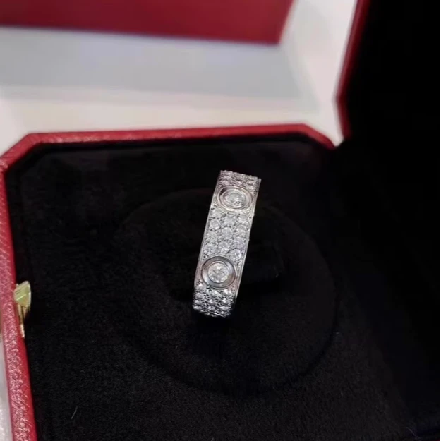 99新 Cartier/卡地亚 小花林林 LOVE系列 爆钻戒指 18k白金 54号