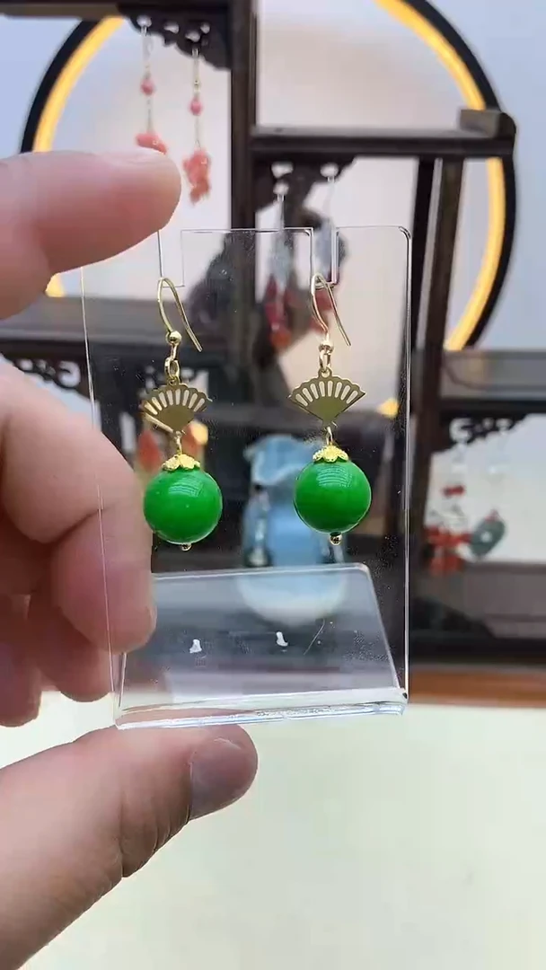 【闪购商品】翡翠耳饰14K金镶嵌85号