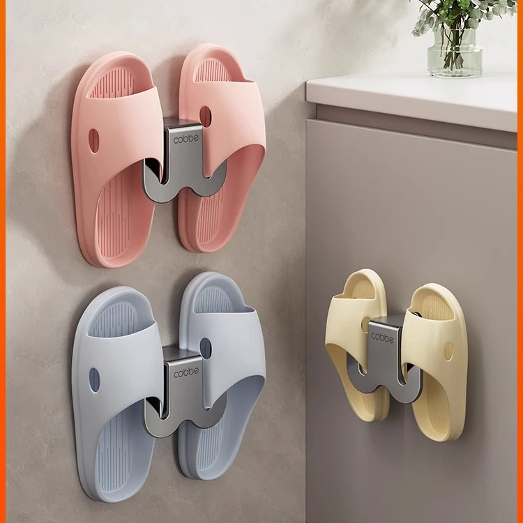 卡贝浴室拖鞋架免打孔不锈钢卫生间鞋子收纳架门后沥水挂钩壁挂式