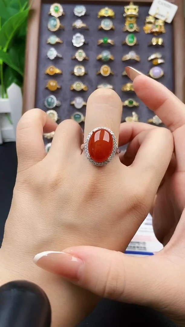 银S925镶嵌戒指玛瑙/玉髓北**?21