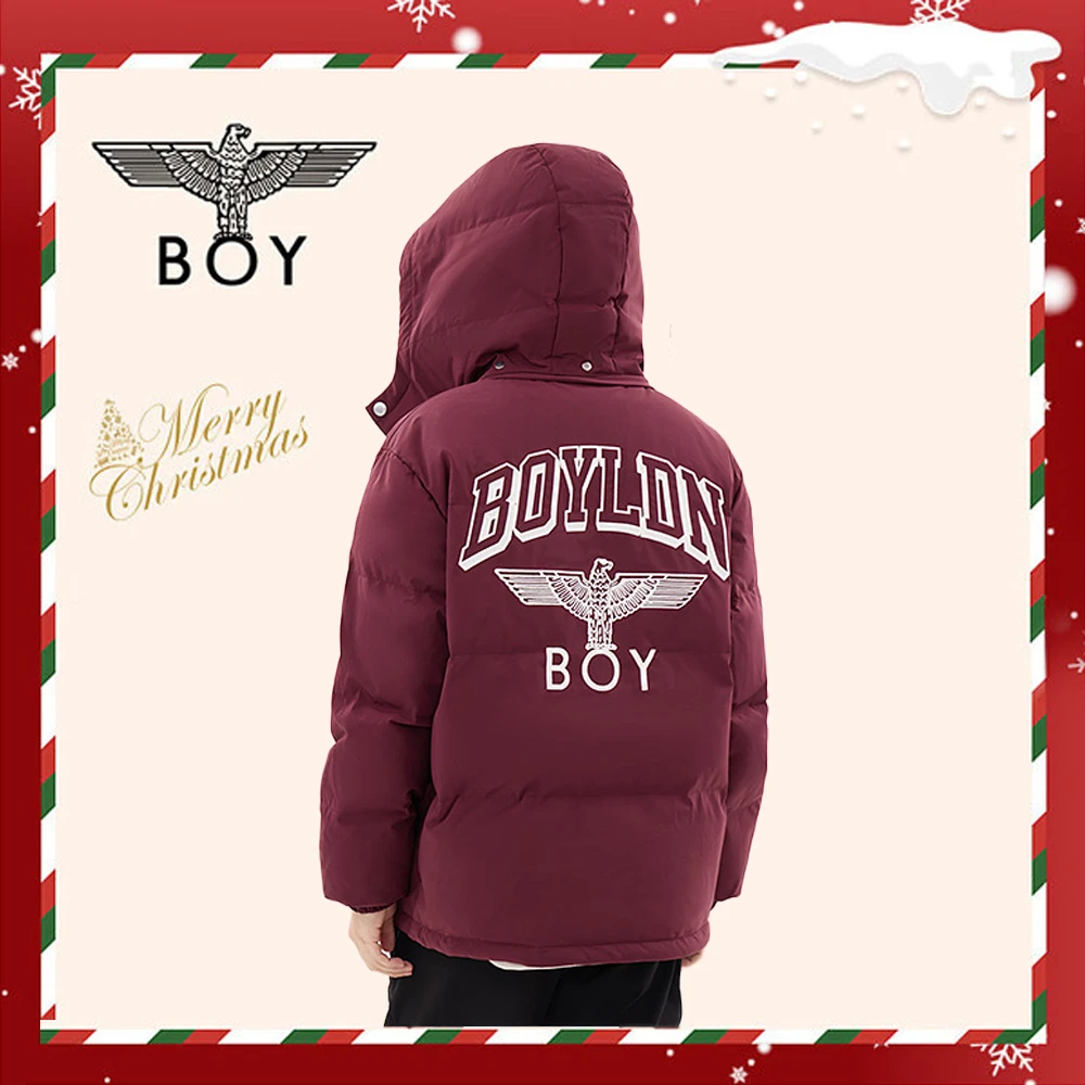 BOY LONDON冬24新品情侣学院风宽松保暖可拆卸帽短款羽绒服N28034