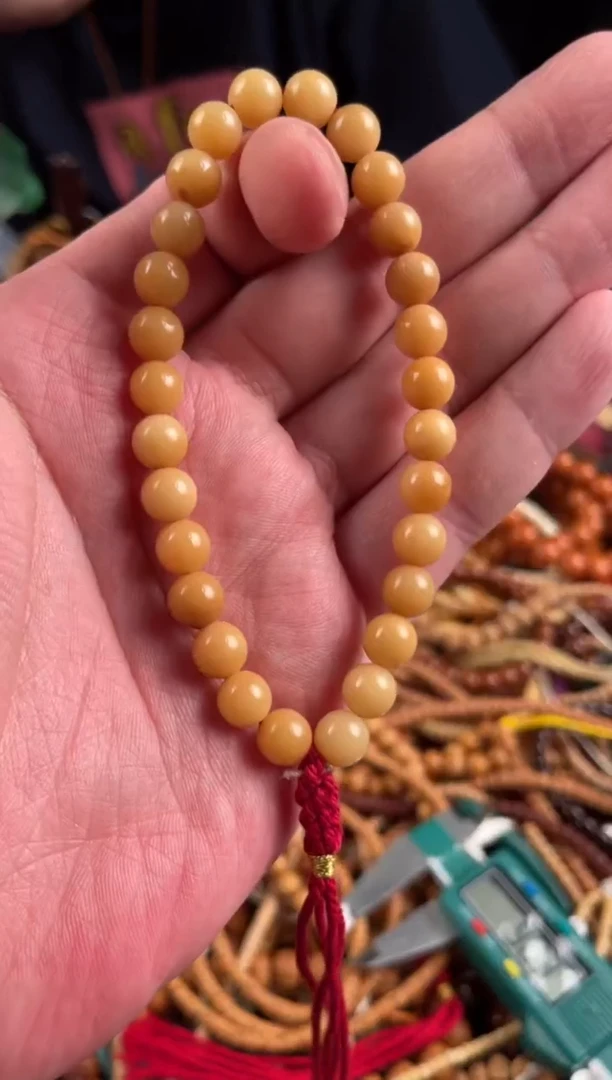 白玉菩提吊坠王胖子文玩工作室菩提根圆珠9左右
