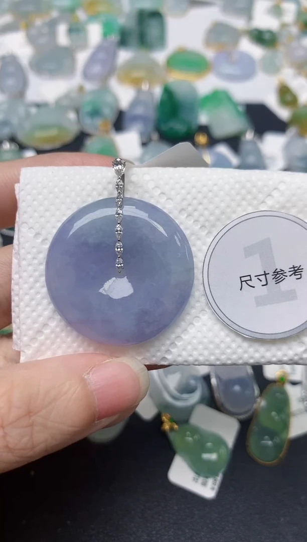 颈饰18K金镶嵌翡翠天然缅甸A货翡翠