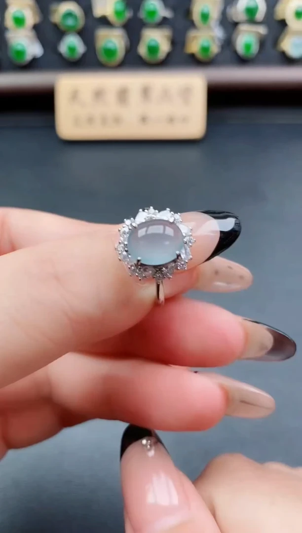 银S925镶嵌戒指翡翠1