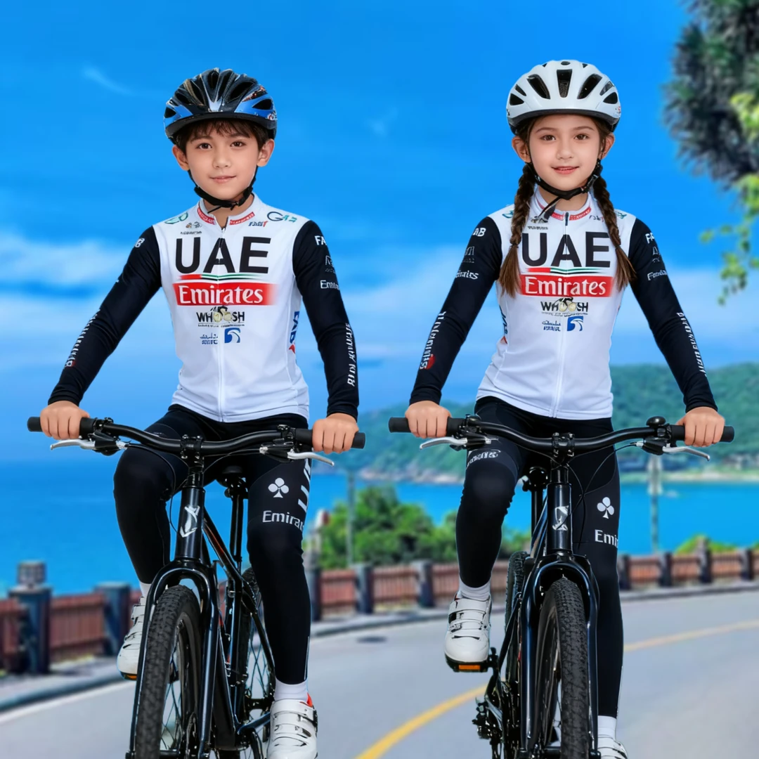 秋冬儿童骑行服加绒套装亲子自行车平衡车抓绒走秀表演赛车轮滑服