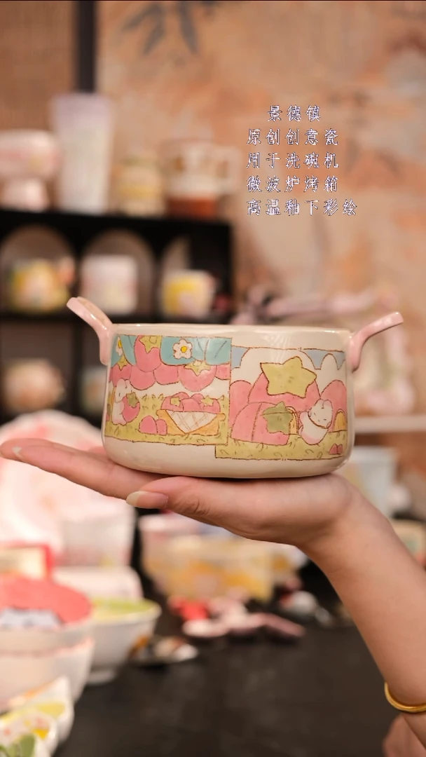 摆件景德镇手工手绘设计师款