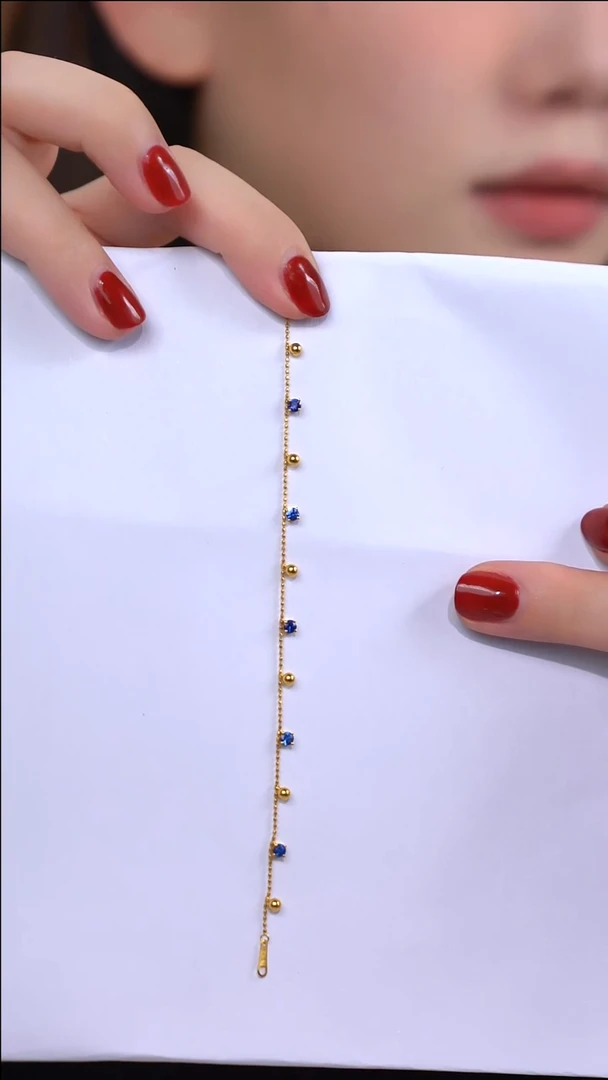 蓝宝石手链18K金镶嵌满天星手链