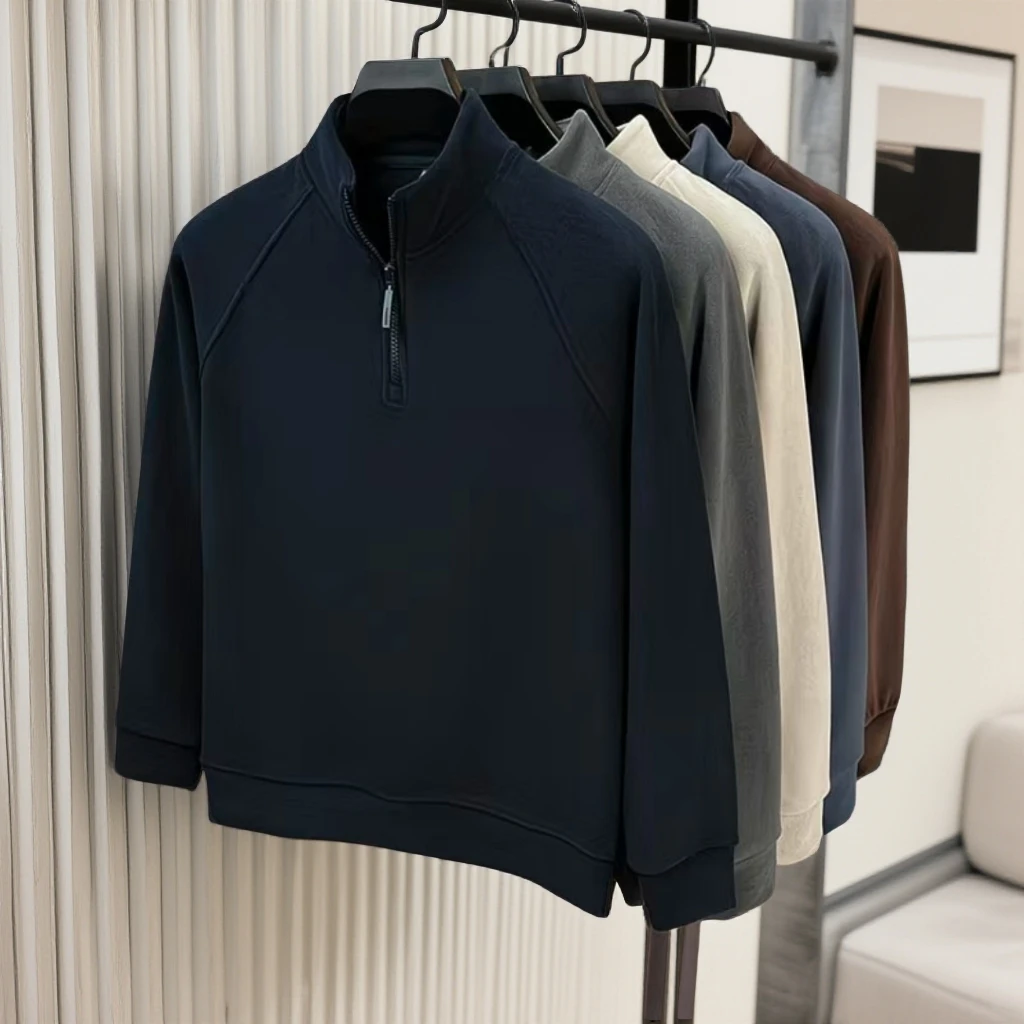 云柔绵羊毛混纺实穿半拉链裁剪松弛感磨毛保暖痞帅卫衣