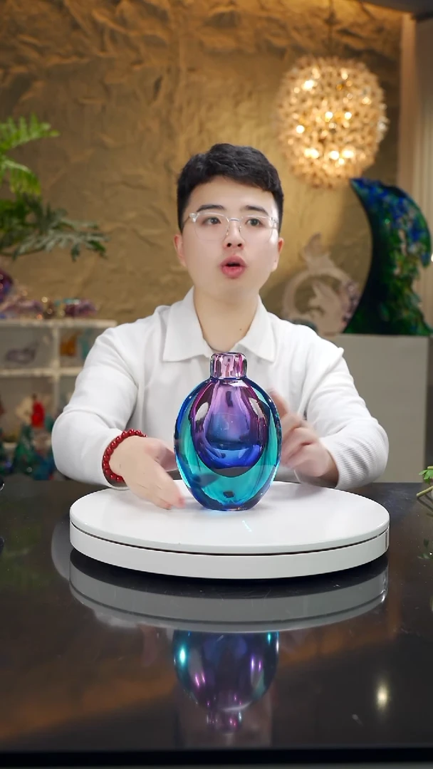 手工艺品琉璃福利设计款金红蓝香薰瓶