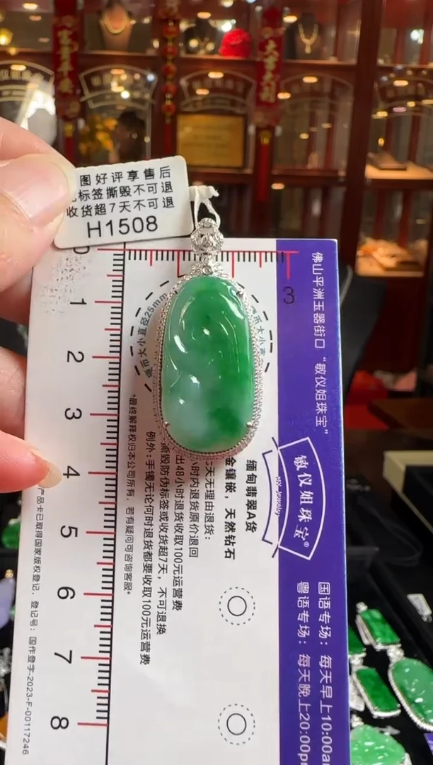 颈饰18K金镶嵌翡翠H1508绿如意