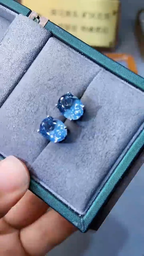【闪购商品】海蓝宝石耳饰银S925镶嵌3544
