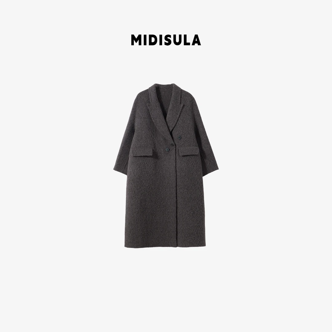 MDAL 冬季新款韩系流行时尚高级感长款双面羊毛大衣#01974