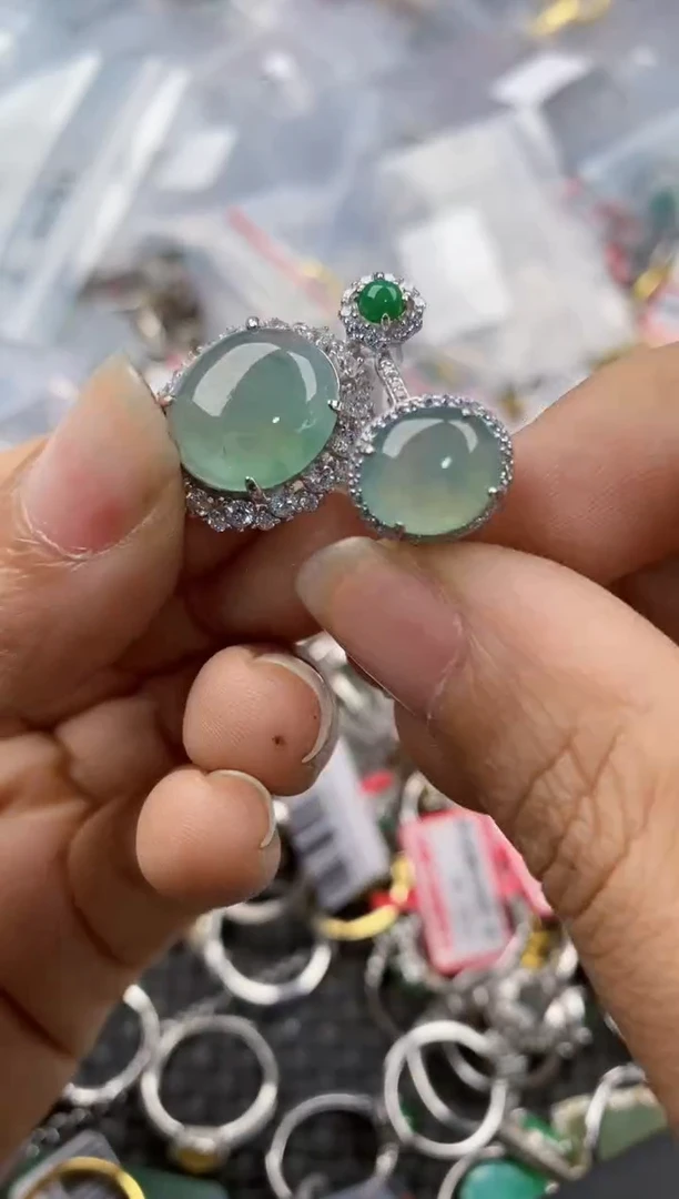 银S925镶嵌戒指翡翠10                 3