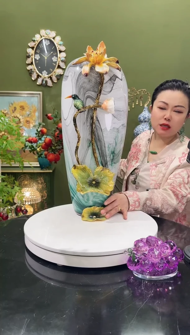 琉璃珐琅彩  大号花瓶 荷塘月色