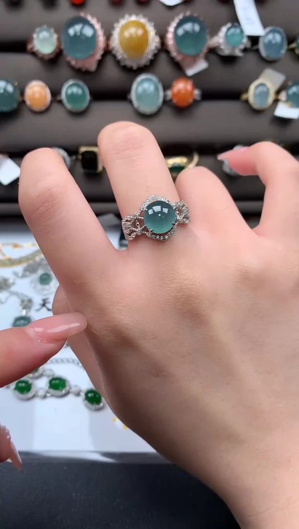 【闪购商品】翡翠戒指银S925镶嵌52141