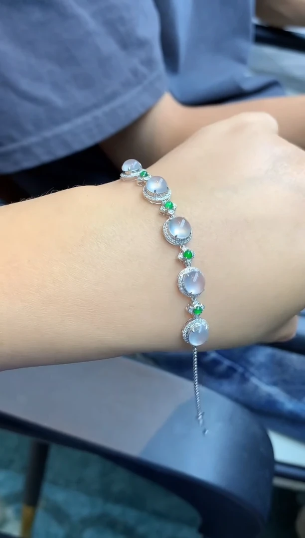 18K金镶嵌手串翡翠3778-雪姐翡翠天天见