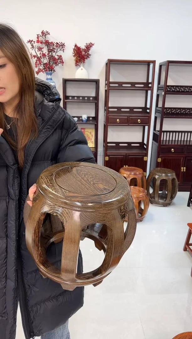 鸡翅木类家具鸡翅木小号鼓凳假一赔四