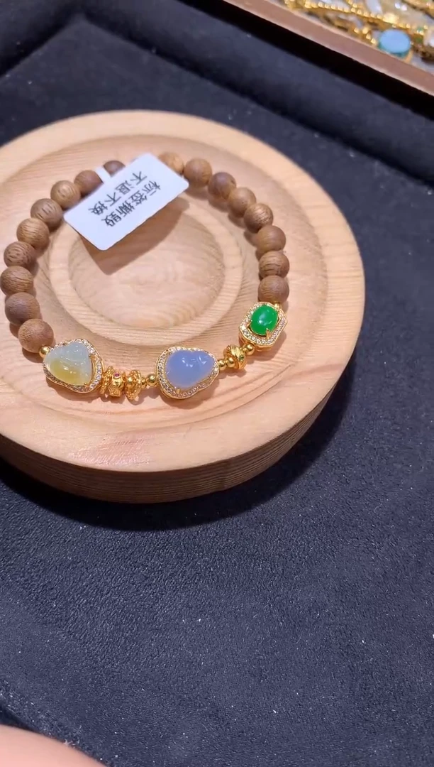 银S925镶嵌手串翡翠手串