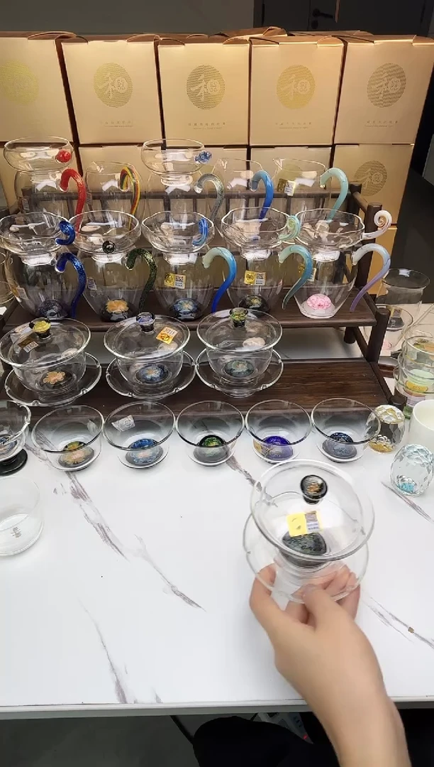手工艺品玻璃茶***蛋禾器 黑星空盖碗 普通盒