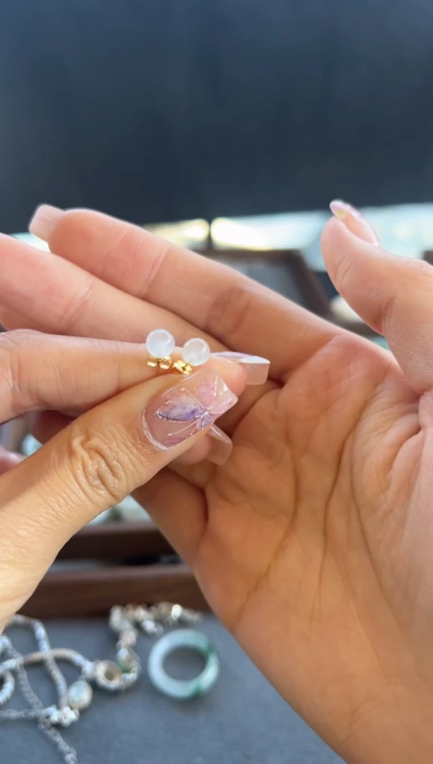 【闪购商品】翡翠耳饰18K金镶嵌705买断