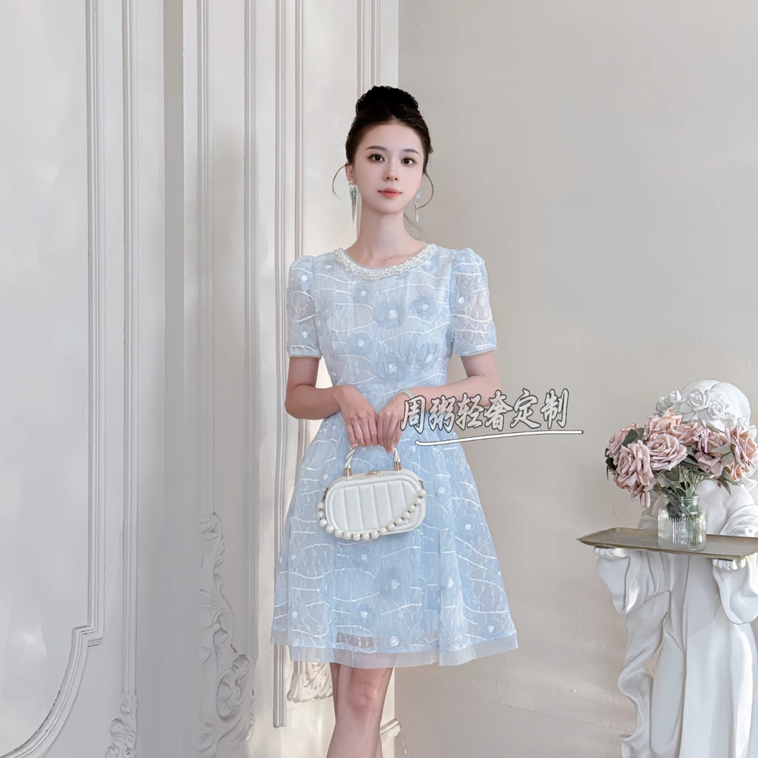 【周粥定制】国内设计师品牌 小个子显瘦轻奢优雅连衣裙45248