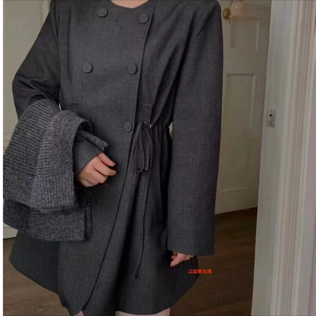 针织两件套外套气质时尚休闲百搭设计师经典秋冬双排扣8022