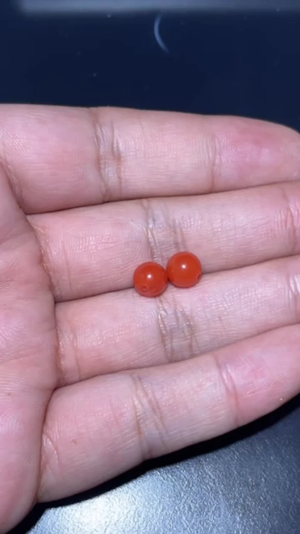 【闪购商品】玛瑙/玉髓对珠约7mm未镶嵌1814-1294