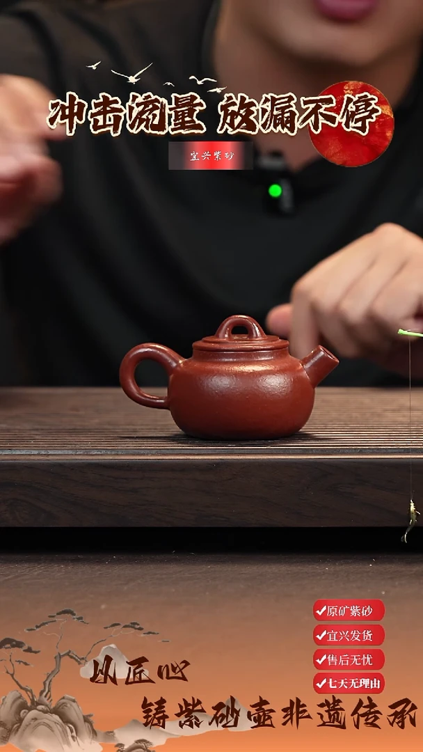 茶壶紫砂宜兴紫砂原矿 粗砂大红袍100cc