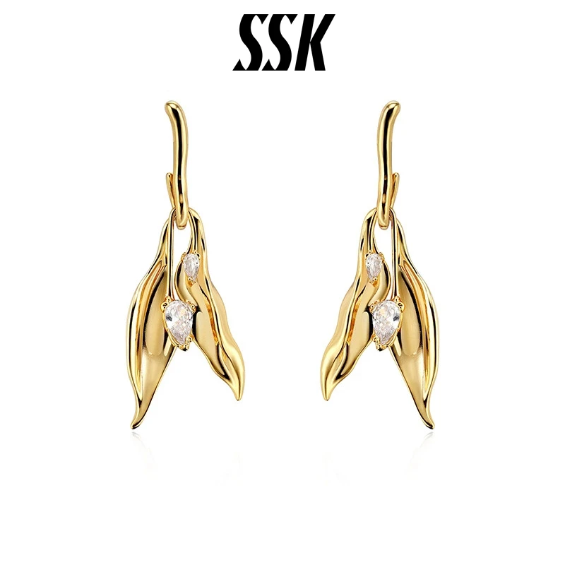 SSK 【绮花摇曳】高级设计感流苏花瓣锆石耳环