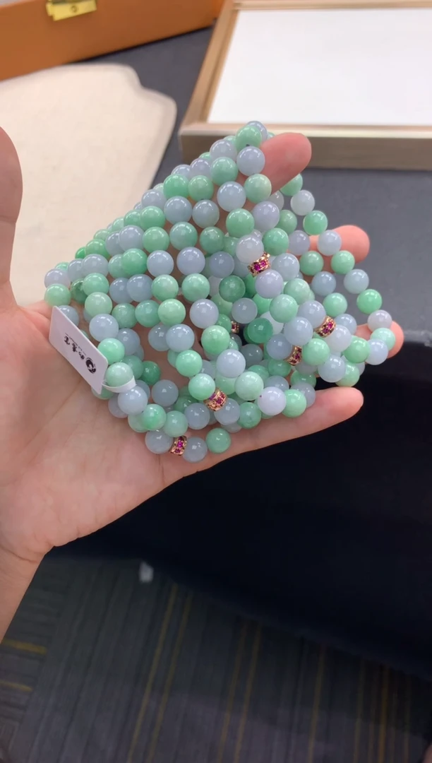 未镶嵌手串翡翠FC385 翡翠双彩手串 多样性发其一