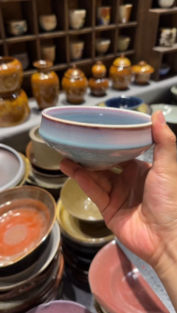 瓷片ঞ****⋆725 窑变紫钵碗1个