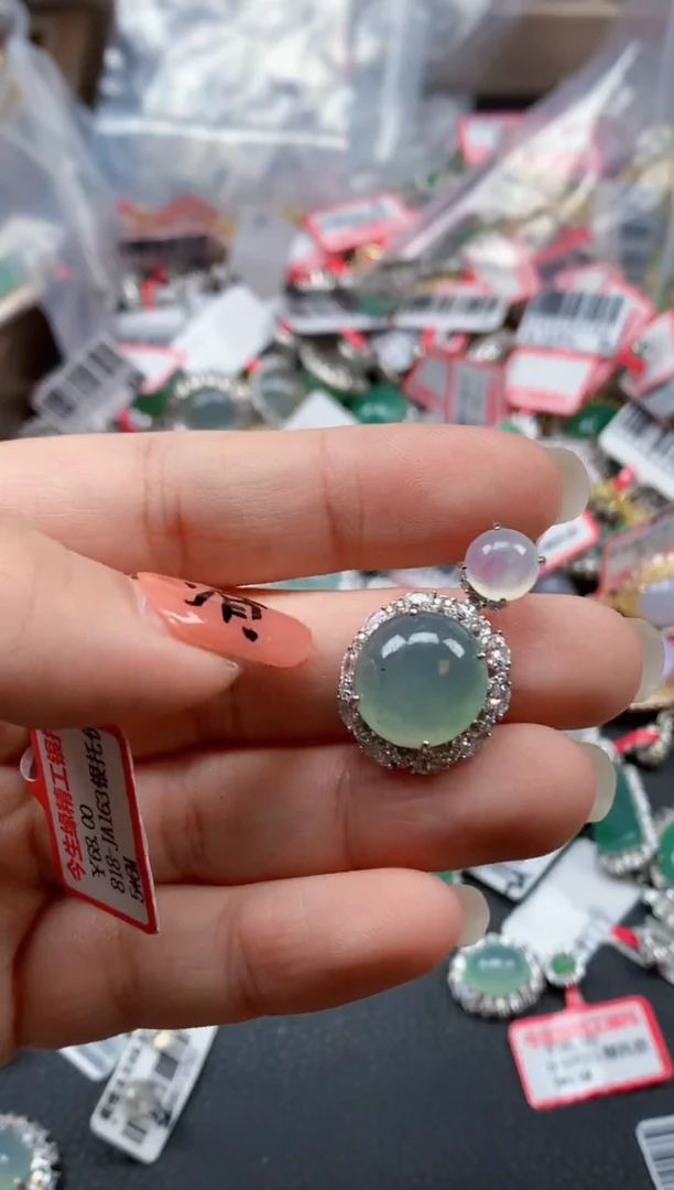 银S925镶嵌戒指翡翠天然A货缅甸翡翠
