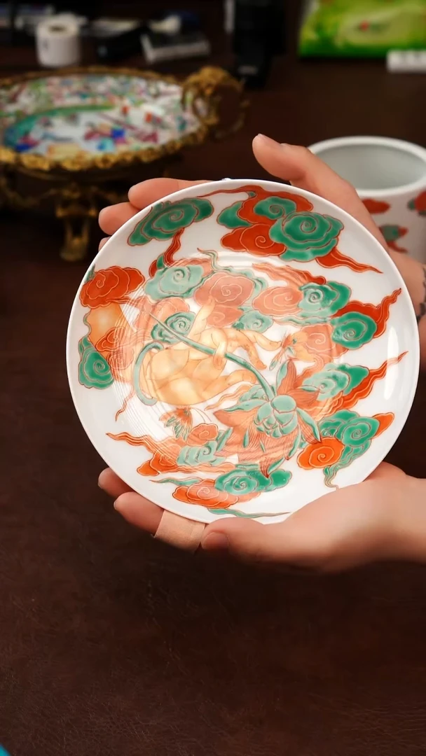 摆件陶景德镇瓷器，青花瓷手绘茶具~