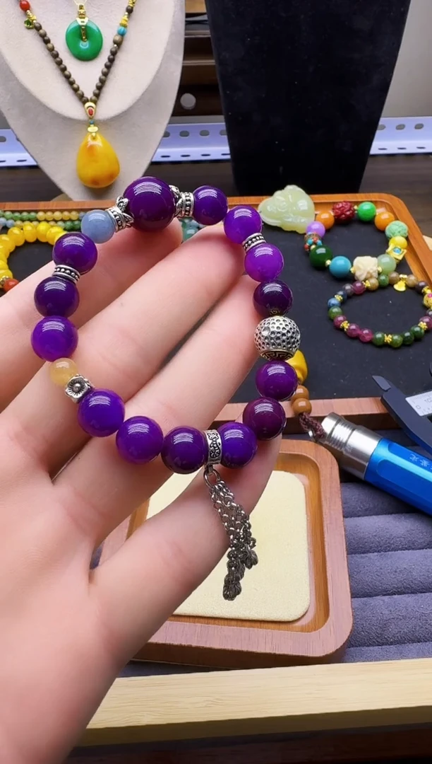 银S925镶嵌苏纪石（舒俱来）手链S125